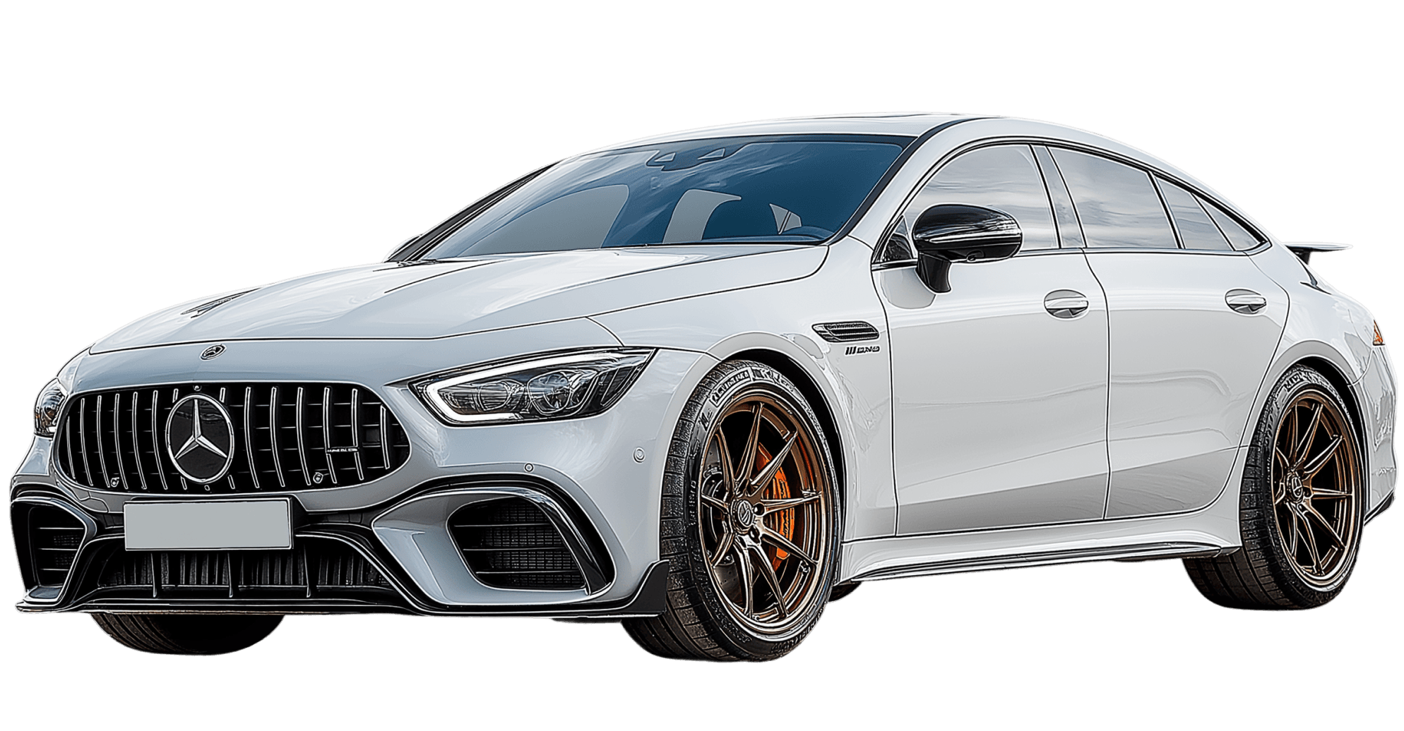 White Mercedes-Benz performance vehicle
